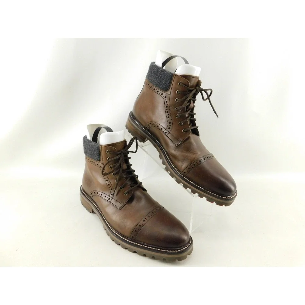 Warfield & Grand Porter men's brown leather cap‎ toe boots size 10
